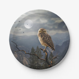 Spooky Owl Moon Graphic Papieren Bordje