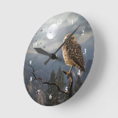 Spooky Owl Moon Graphic Ronde Klok (Hoek)