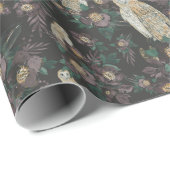 Spooky Owl & Night Floral Pattern Cadeaupapier (Rol Hoek)