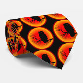 Spooky Owl Sun Moon Black Stropdas (Opgerold)