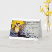 Spooky Owl Vintage Halloween Kaart (Gele Bloem)