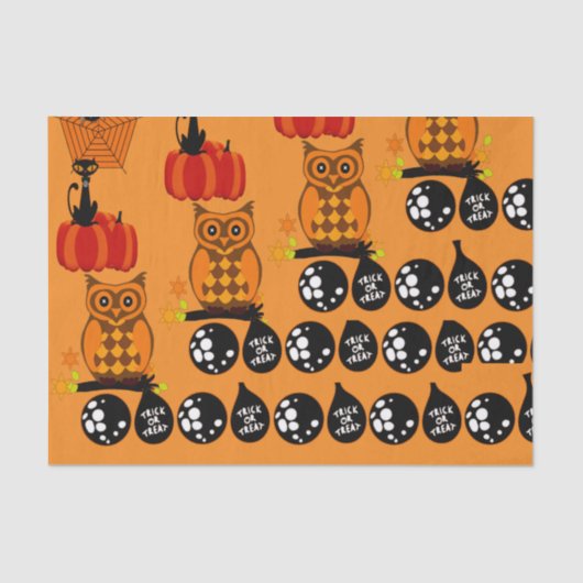 Spooky Owls Halloween Trick or treat Balls Tissuepapier (Voorkant)