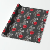 Spooky Paardrijden Skelet Cowboy Cadeaupapier (Uitgerold)
