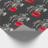 Spooky Paardrijden Skelet Cowboy Cadeaupapier (Hoek)