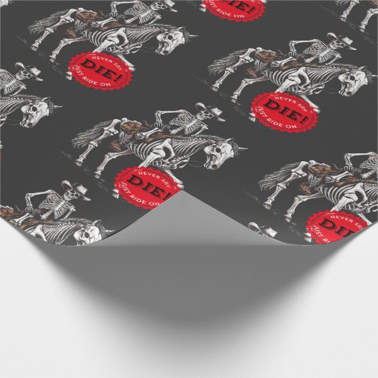 Spooky Paardrijden Skelet Cowboy Cadeaupapier (Hoek)