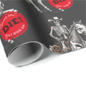 Spooky Paardrijden Skelet Cowboy Cadeaupapier (Rol Hoek)