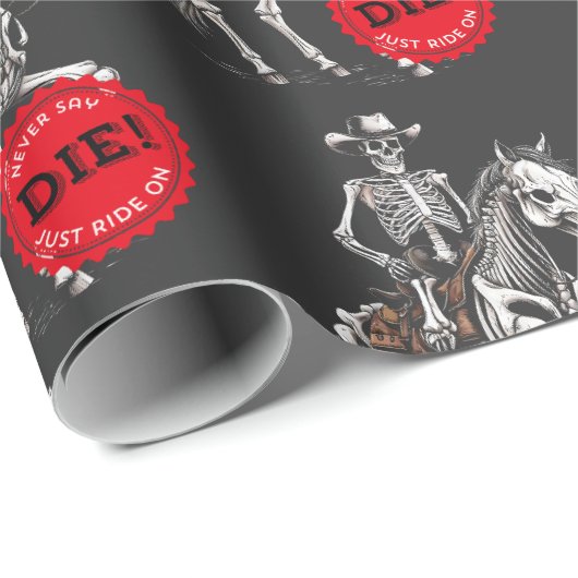 Spooky Paardrijden Skelet Cowboy Cadeaupapier (Rol Hoek)