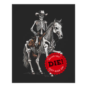 Spooky Paardrijden Skelet Cowboy Perfect Poster
