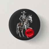 Spooky Paardrijden Skelet Cowboy Ronde Button 3,2 Cm (Voorkant)