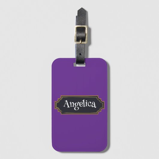 Spooky Paarse aangepaste naam Bagagelabel (Voorkant (verticaal))