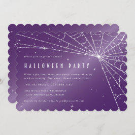 Spooky Paarse Diamond Spider Web Halloween Party Kaart
