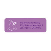 Spooky paarse geest grappig Halloween adres Etiket (Voorkant)