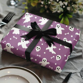 Spooky Paarse Geesten & Skulls Halloween Cadeaupapier