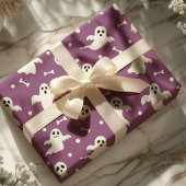Spooky Paarse Geesten & Skulls Halloween Cadeaupapier