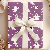 Spooky Paarse Geesten & Skulls Halloween Cadeaupapier