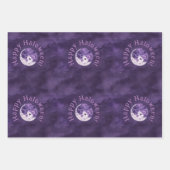 Spooky Paarse Halloween Nacht Maan Waterverf Inpakpapier Vel (Voorkant 2)