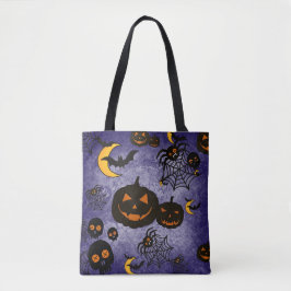 SPOOKY PAARSE HALLOWEEN PUMPKINS MOONS BATS TOTE BAG