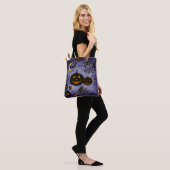 SPOOKY PAARSE HALLOWEEN PUMPKINS MOONS BATS TOTE BAG (Op model)