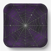 SPOOKY PAARSE HALLOWEEN SPIDER WEB PAPIEREN BORDJE (Voorkant)