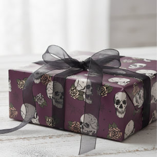 Spooky Paarse kleine schedel Halloween Cadeaupapier