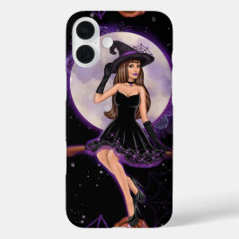 SPOOKY PAARSE & ORANJE HALLOWEEN  VROUW iPhone 16 PLUS HOESJE