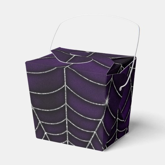 SPOOKY PAARSE SILVER HALLOWEEN SPIDER WEBS BEDANKDOOSJES (Voorkant Zijde)