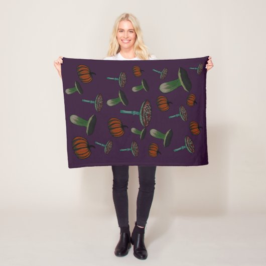 Spooky paddenstoeldestoel fleece deken (In situ)