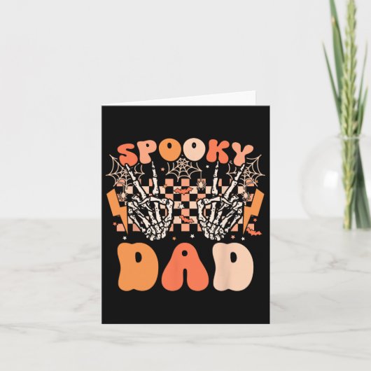 Spooky Pap Halloween Skelet Kostuum Retro Groovy Kaart (Voorkant)