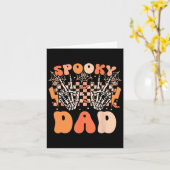 Spooky Pap Halloween Skelet Kostuum Retro Groovy Kaart (Gele Bloem)