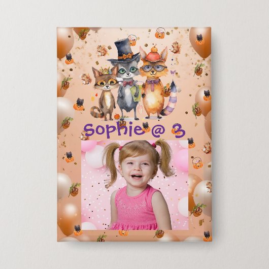 Spooky Party Animals Kids Verjaardag Party Button (Voorkant)