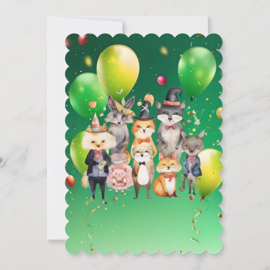 Spooky Party Animals Theme Kids Verjaardag Uitnodi Kaart (Achterkant)