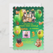 Spooky Party Animals Theme Kids Verjaardag Uitnodi Kaart (Voorkant)