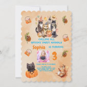 Spooky Party Animals Theme Kids Verjaardag Uitnodi Kaart (Voorkant)