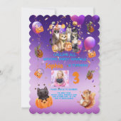 Spooky Party Animals Theme Kids Verjaardag Uitnodi Kaart (Voorkant)