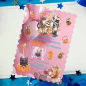 Spooky Party Animals Theme Kids Verjaardag Uitnodi Kaart