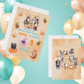 Spooky Party Animals Theme Kids Verjaardag Uitnodi Kaart