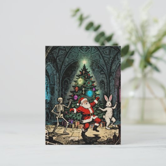 Spooky Party with Santa and the Easter Bunny Briefkaart (Staand voorkant)