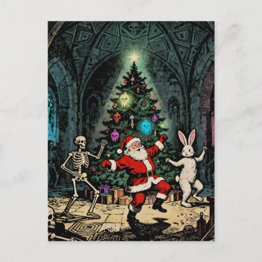 Spooky Party with Santa and the Easter Bunny Briefkaart (Voorkant)