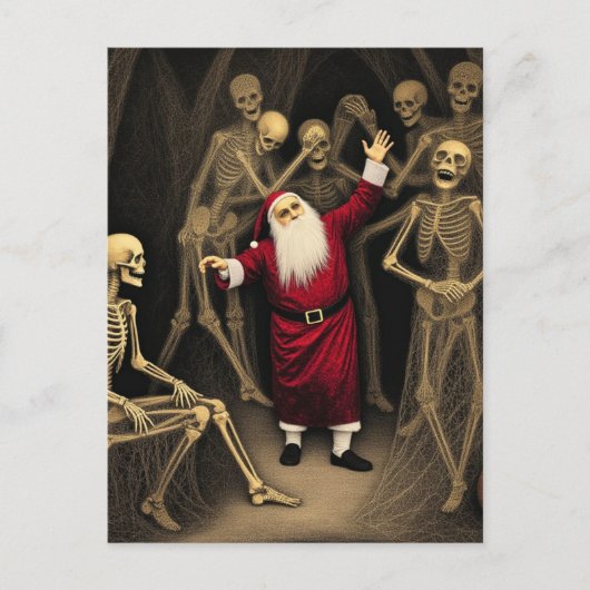 Spooky Party with Santa and the Skeletons Briefkaart (Voorkant)