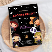 Spooky Party Zwart Halloween Verjaardagsuitnodigin Kaart