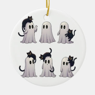 Spooky pastel gothic geesten zwarte katten Hallowe Keramisch Ornament