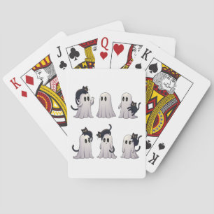 Spooky pastel gothic geesten zwarte katten Hallowe Pokerkaarten