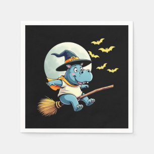 Spooky Pastel Halloween Baby Moo Deng Hippo Servet