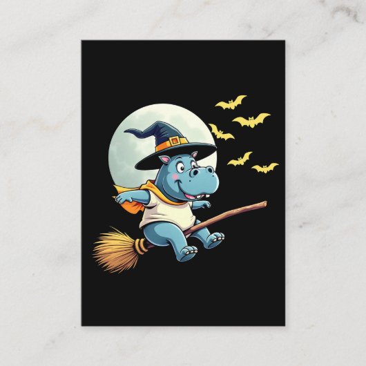 Spooky Pastel Halloween Baby Moo Deng Hippo Visitekaartje (Voorkant)