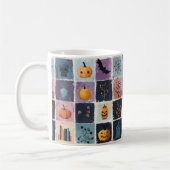 Spooky Patchwork Halloween Icons Patroon Koffiemok (Links)