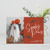 Spooky Paws Halloween Pet Photo Holiday Card Kaart (Staand voorkant)