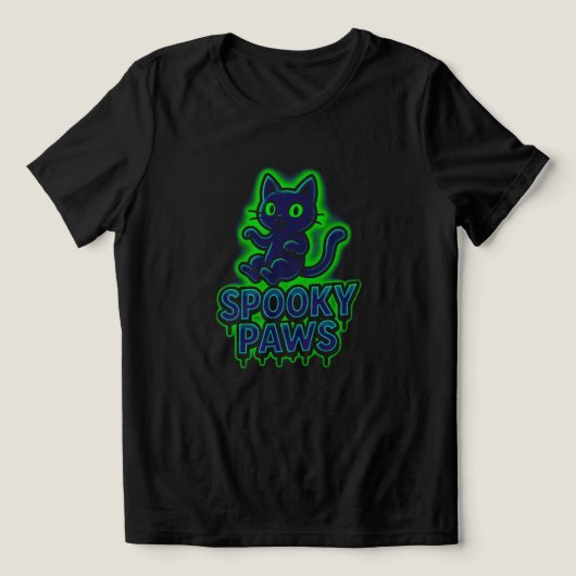 Spooky Paws - Neon Glow | ALLEEN ZWART Tri-Blend Shirt (Design voorkant)