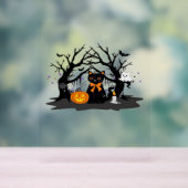 Spooky Paws & Pumpkin Halloween Nights Classic T-S Acryl Bord (Neutraal)