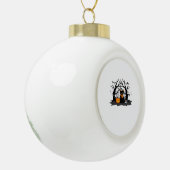 Spooky Paws & Pumpkin Halloween Nights Classic T-S Keramische Bal Ornament (Links)