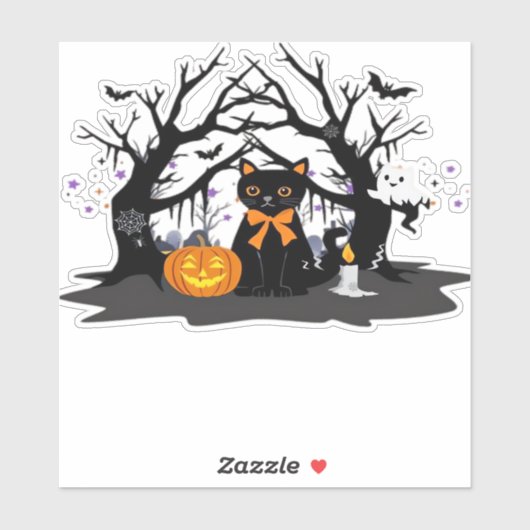 Spooky Paws & Pumpkin Halloween Nights Classic T-S Sticker (Vel)